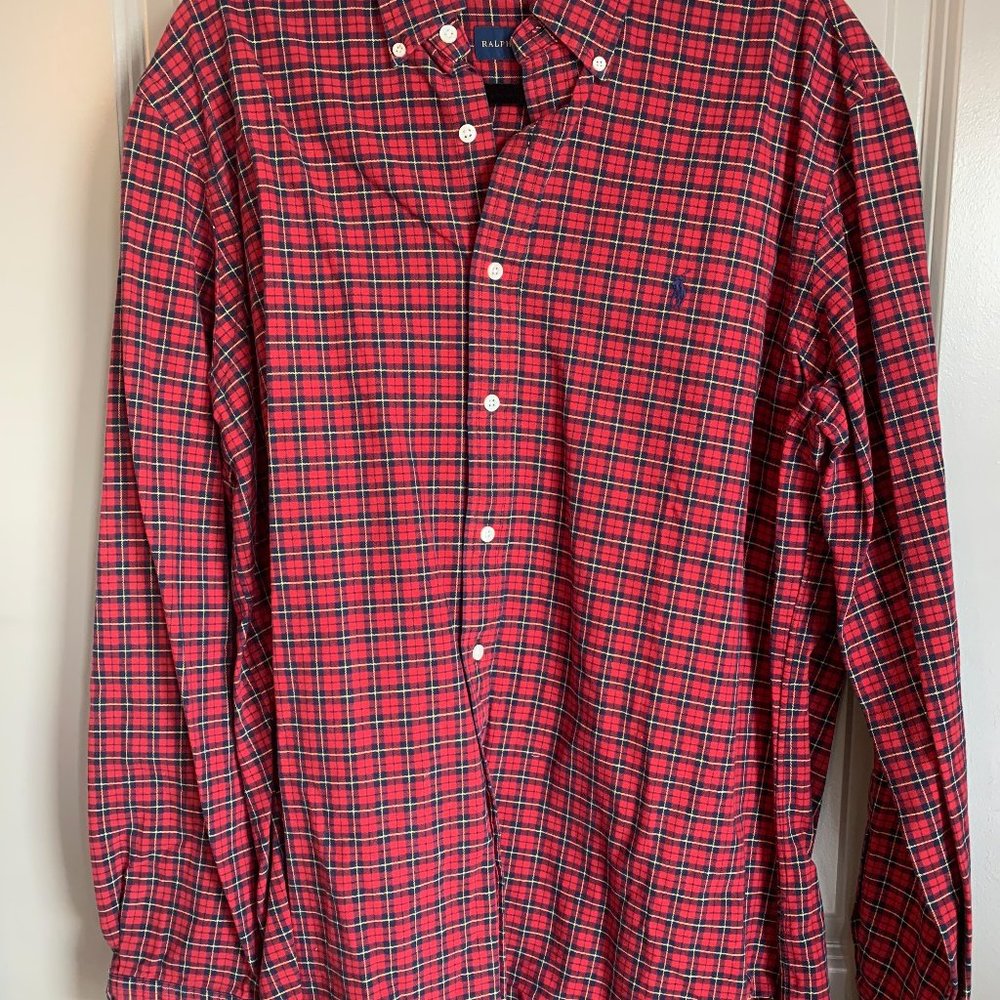 Ralph Lauren Men's Button Down Shirt Red Plaid